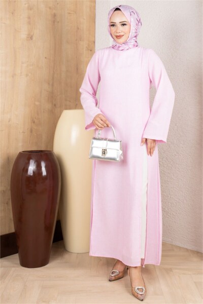 Yırtmaçlı Keten Tunik PEMBE - 2