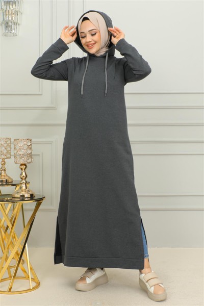 MG - Yırtmaçlı Spor Elbise ANTRASİT