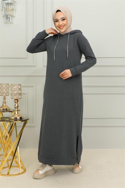 Yırtmaçlı Spor Elbise ANTRASİT - Thumbnail