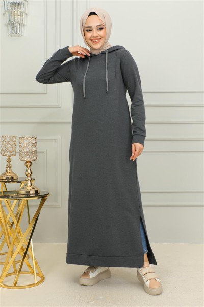 Yırtmaçlı Spor Elbise ANTRASİT - Thumbnail