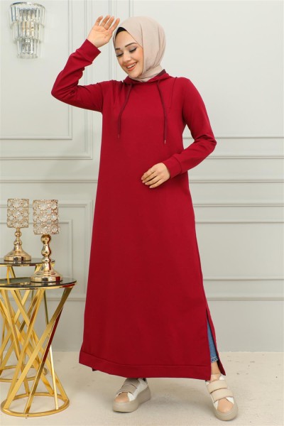 MG - Yırtmaçlı Spor Elbise BORDO