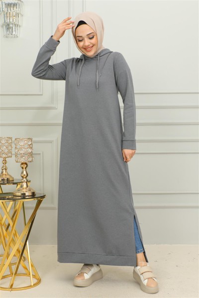 MG - Yırtmaçlı Spor Elbise GRİ