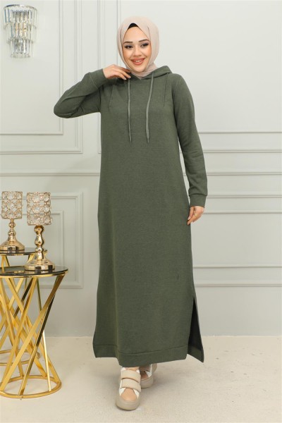 MG - Yırtmaçlı Spor Elbise HAKİ