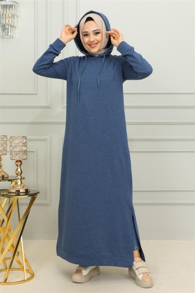 Yırtmaçlı Spor Elbise İNDİGO - Thumbnail