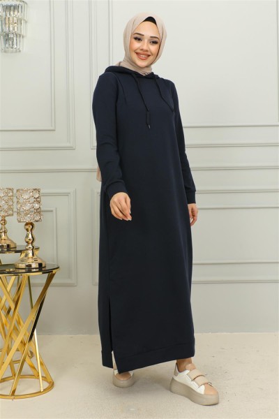 Yırtmaçlı Spor Elbise LACİVERT - Thumbnail