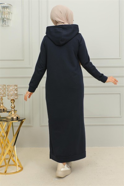 Yırtmaçlı Spor Elbise LACİVERT - Thumbnail