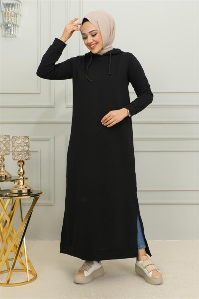 MG - Yırtmaçlı Spor Elbise SİYAH