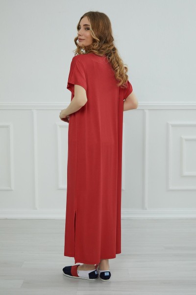Yırtmaçlı Uzun Elbise,ELB-3 Kırmızı - Thumbnail