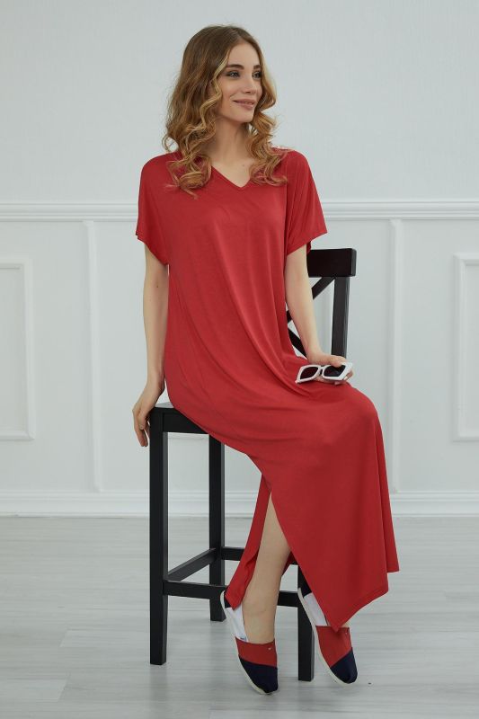 Yırtmaçlı Uzun Elbise,ELB-3 Kırmızı - 7